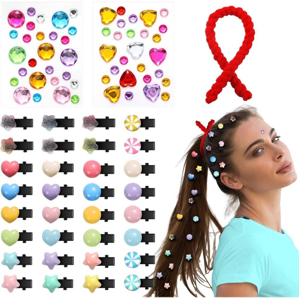 Halloween Costume Accessories Hair Pins Red Tie Diamond Stickers for Cosplay